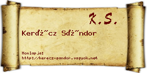 Kerécz Sándor névjegykártya