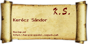 Kerécz Sándor névjegykártya